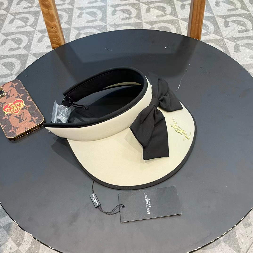 【YSL圣罗兰】夏季新款大蝴蝶结新中式大沿空顶帽～
轻奢风，遮阳防晒款