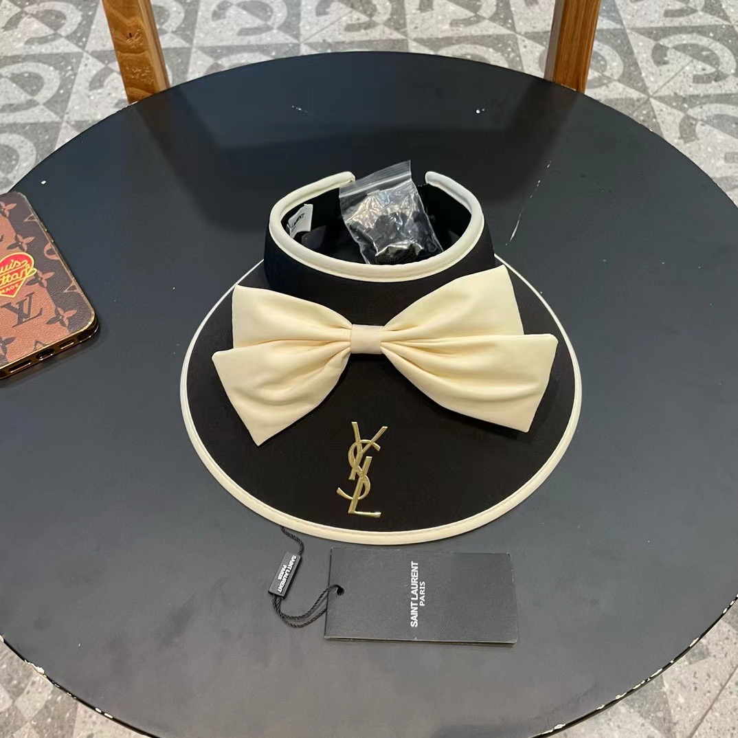【YSL圣罗兰】夏季新款大蝴蝶结新中式大沿空顶帽～
轻奢风，遮阳防晒款