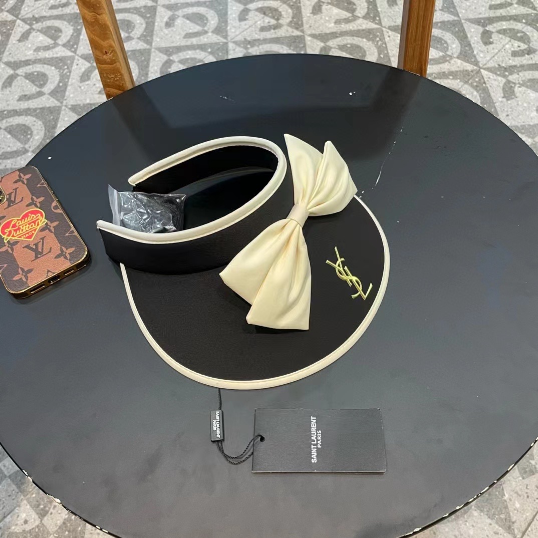 【YSL圣罗兰】夏季新款大蝴蝶结新中式大沿空顶帽～
轻奢风，遮阳防晒款