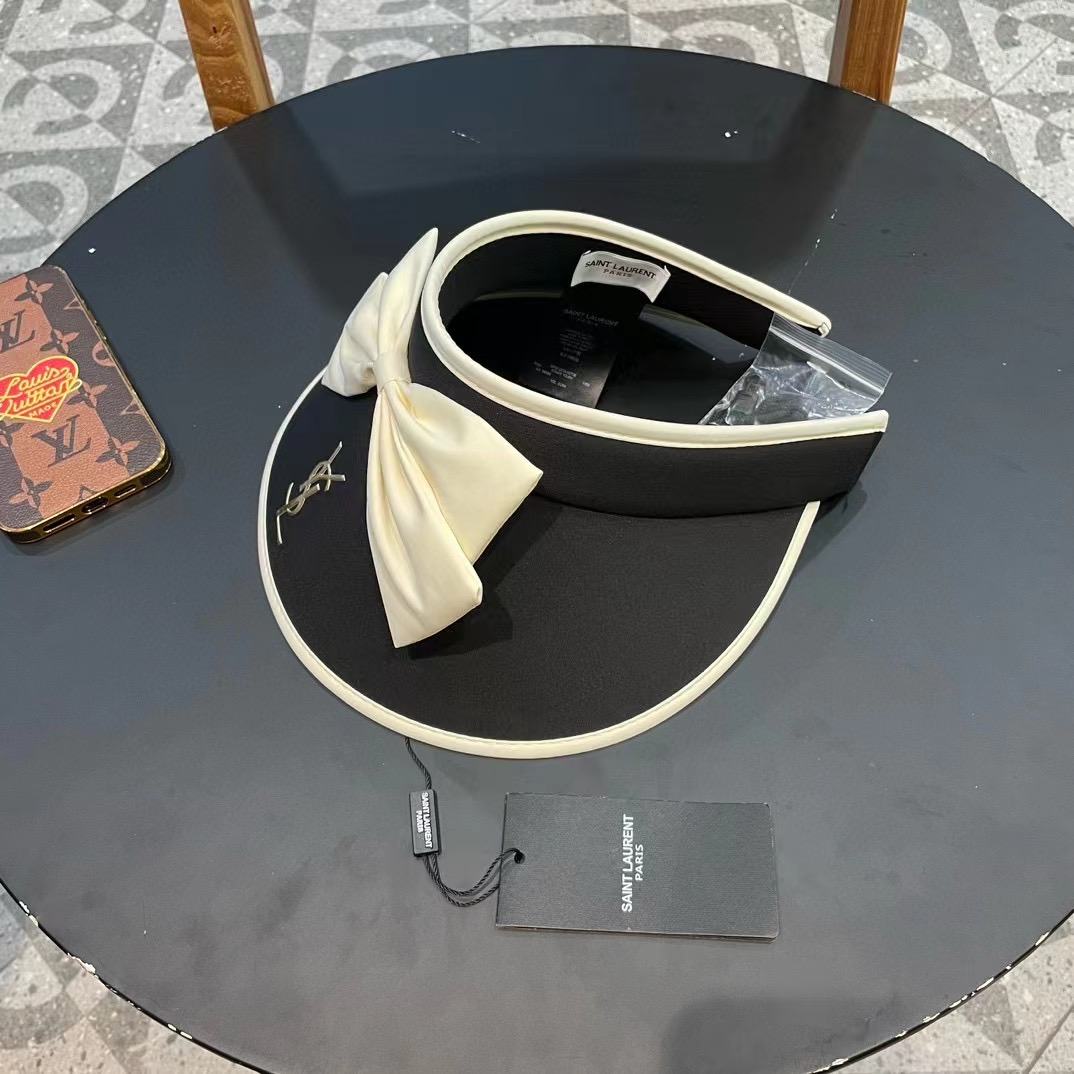 【YSL圣罗兰】夏季新款大蝴蝶结新中式大沿空顶帽～
轻奢风，遮阳防晒款