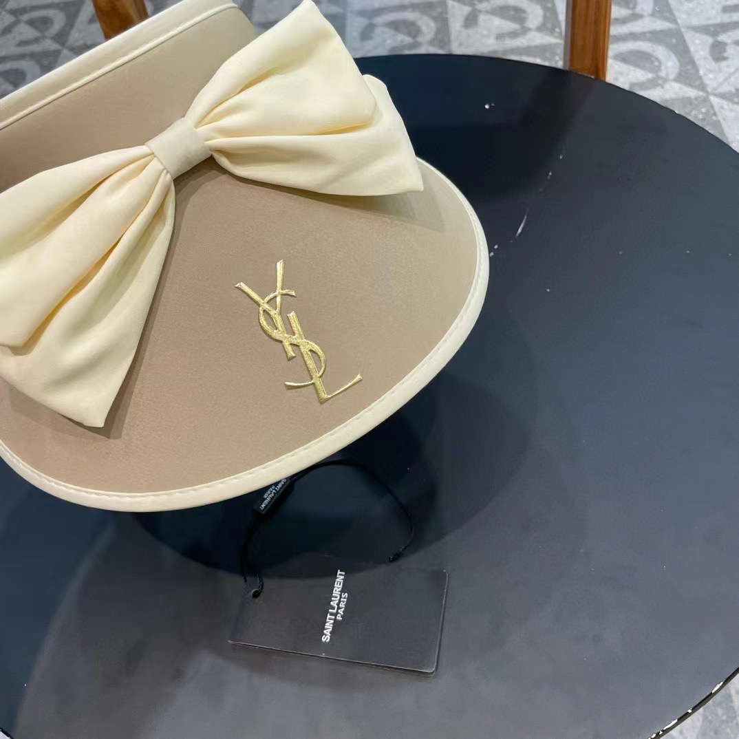 【YSL圣罗兰】夏季新款大蝴蝶结新中式大沿空顶帽～
轻奢风，遮阳防晒款