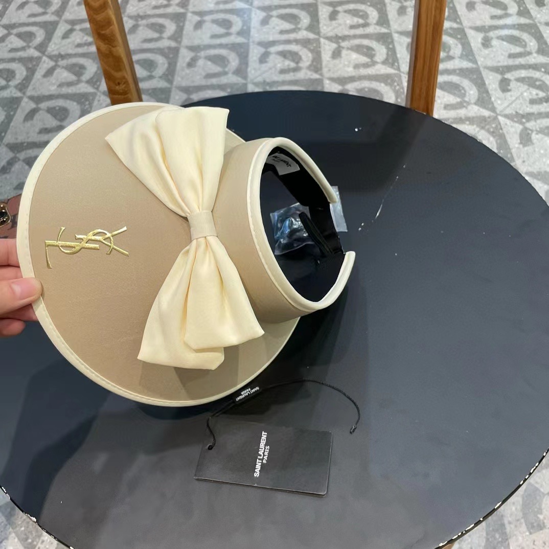【YSL圣罗兰】夏季新款大蝴蝶结新中式大沿空顶帽～
轻奢风，遮阳防晒款