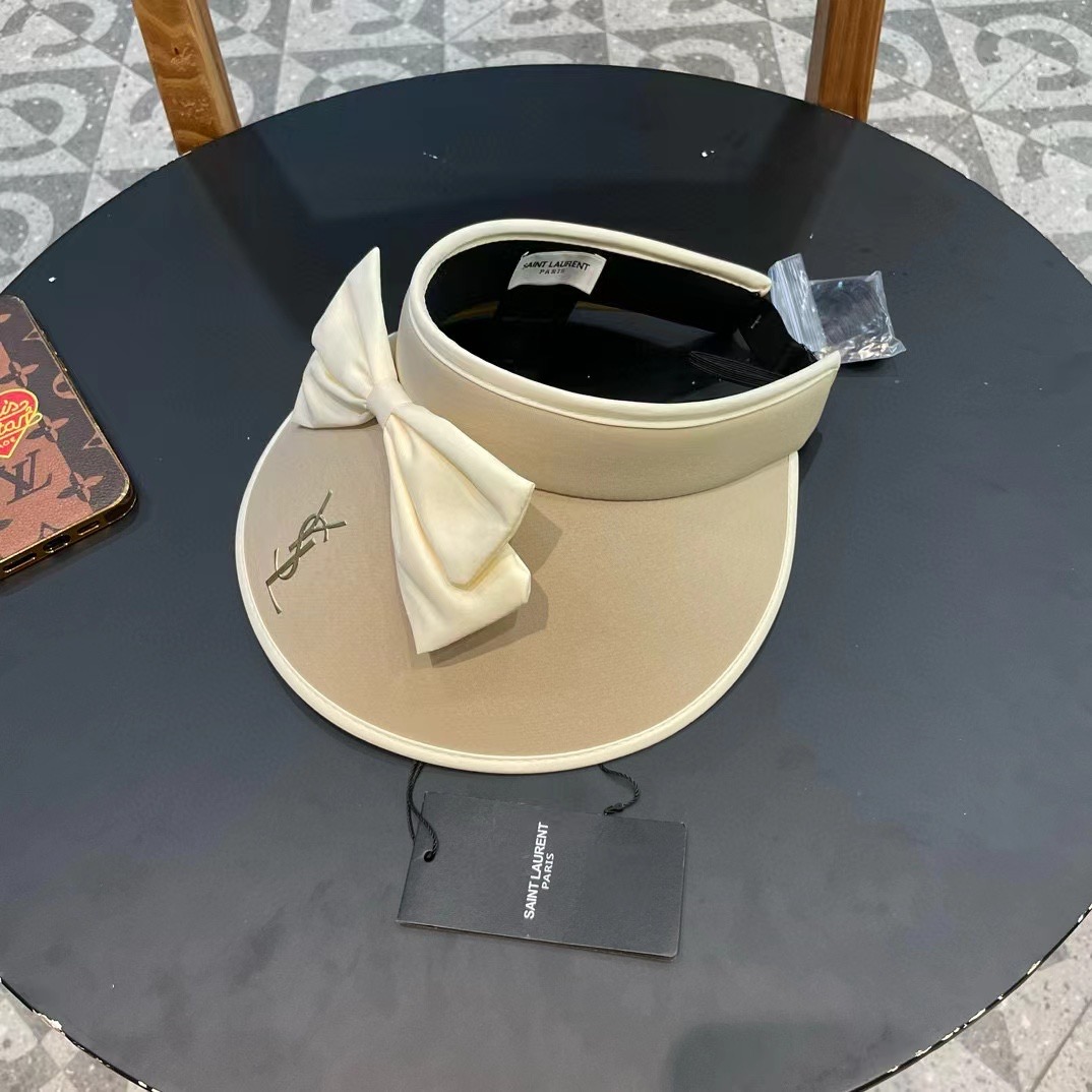 【YSL圣罗兰】夏季新款大蝴蝶结新中式大沿空顶帽～
轻奢风，遮阳防晒款