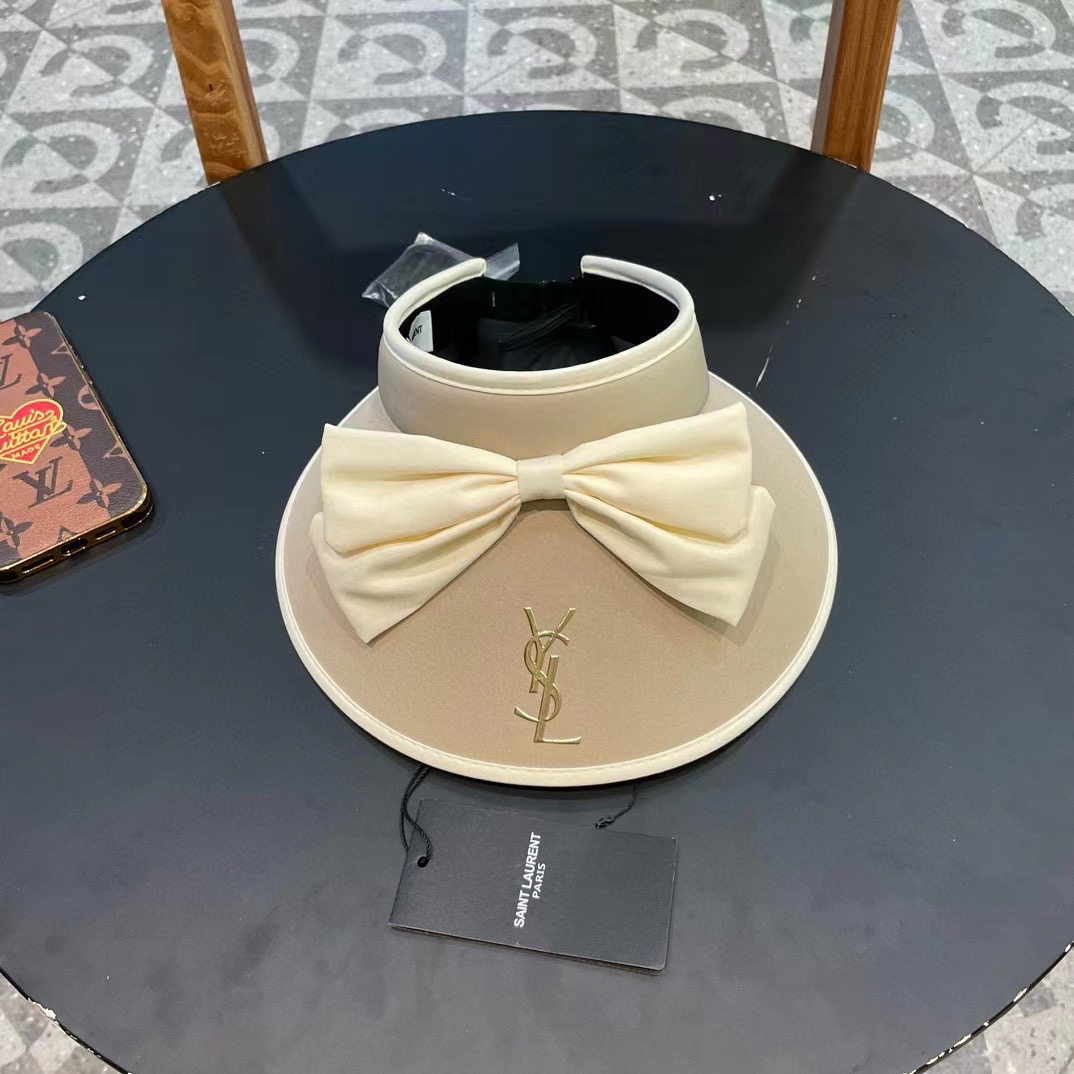 【YSL圣罗兰】夏季新款大蝴蝶结新中式大沿空顶帽～
轻奢风，遮阳防晒款