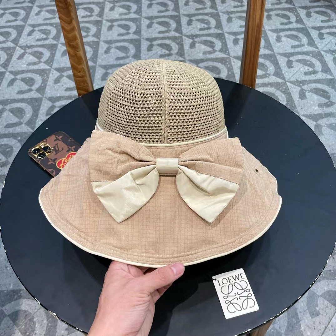  LOEWE罗意威防晒帽女新款渔夫帽防紫外线大帽檐夏季遮阳帽子大头围，方便携带