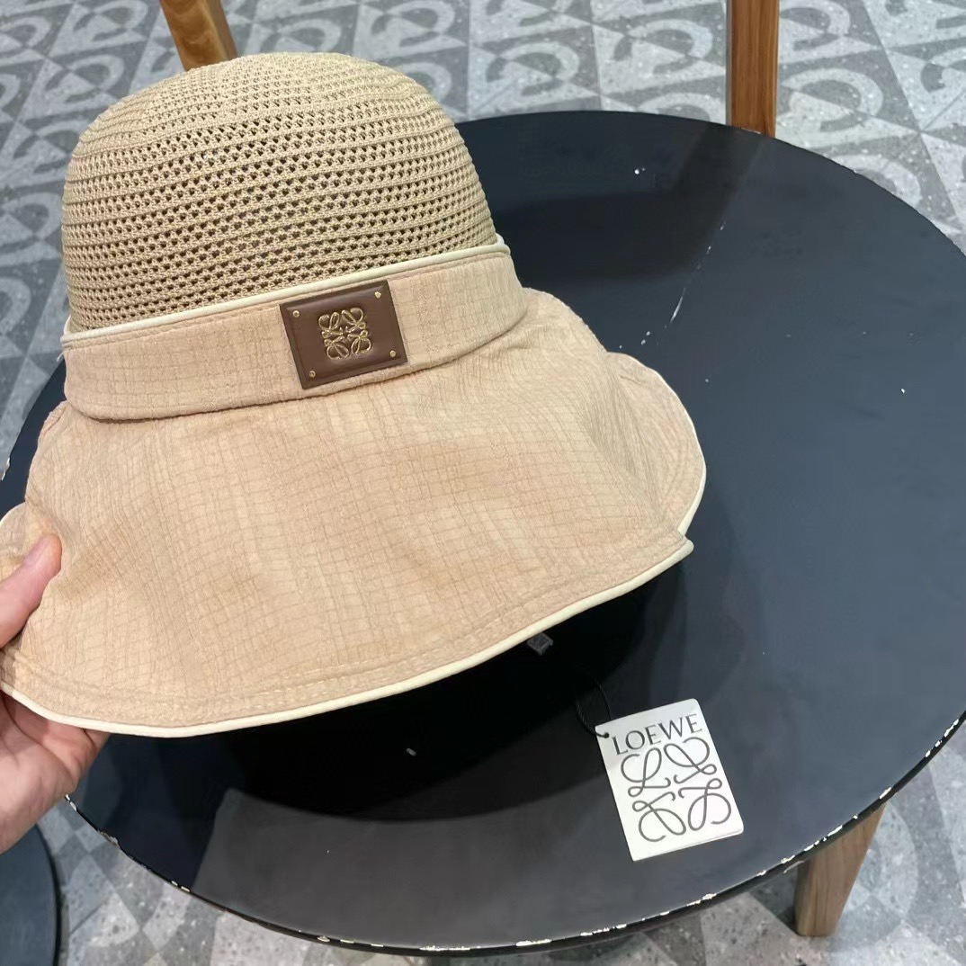  LOEWE罗意威防晒帽女新款渔夫帽防紫外线大帽檐夏季遮阳帽子大头围，方便携带