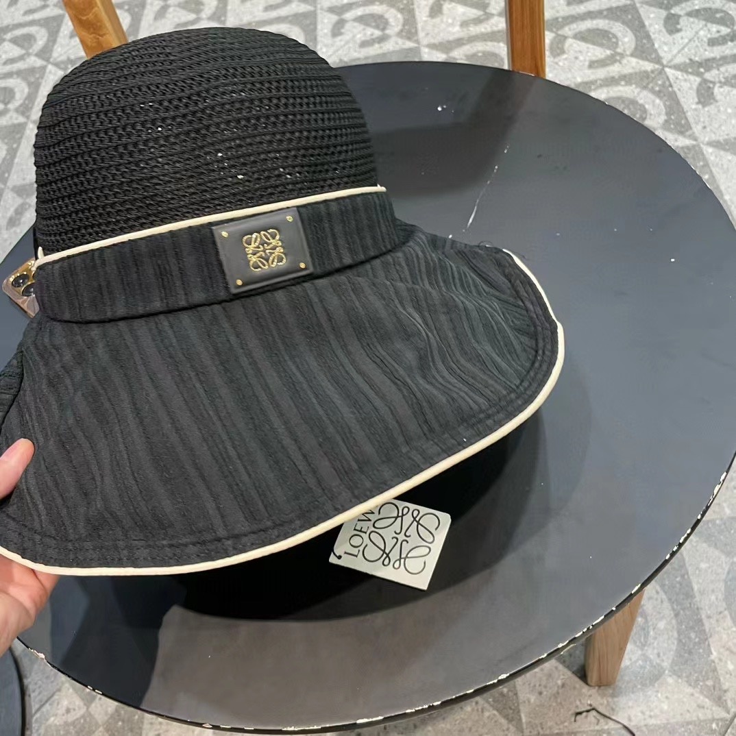  LOEWE罗意威防晒帽女新款空顶帽防紫外线大帽檐夏季遮阳帽子大头围，方便携带
