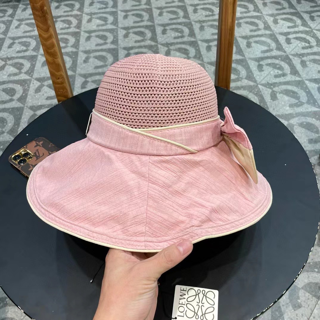  LOEWE罗意威防晒帽女新款渔夫帽防紫外线大帽檐夏季遮阳帽子大头围，方便携带