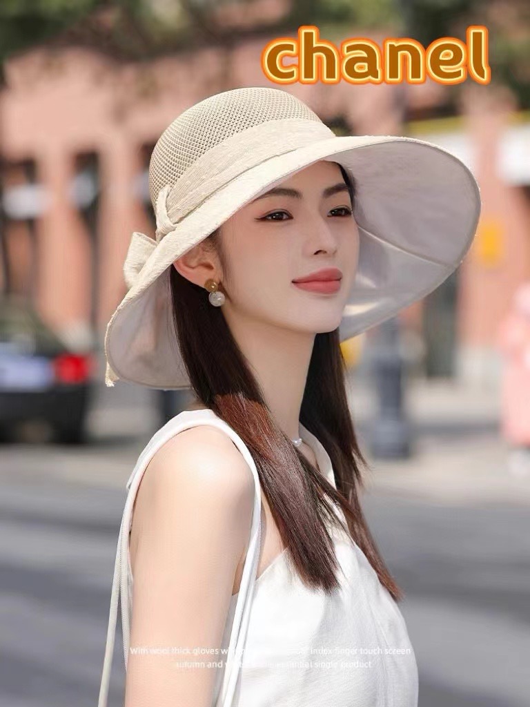 Chanel香奈儿防晒渔夫帽女士遮脸登山防紫外线夏大檐太阳骑车遮阳帽子海边