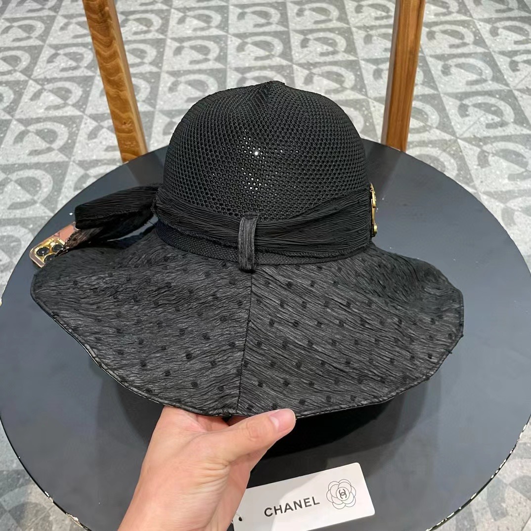  Chanel香奈儿防晒渔夫帽女士遮脸登山防紫外线夏大檐太阳骑车遮阳帽子海边
