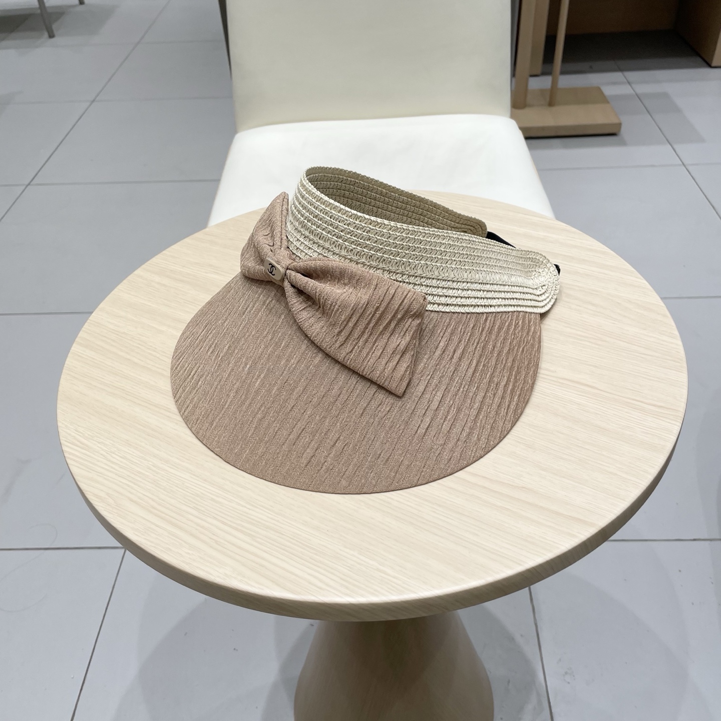 chanel香奈儿新款蝴蝶结空顶帽女士夏季大檐遮阳防晒帽拼接混编百搭出游太阳帽