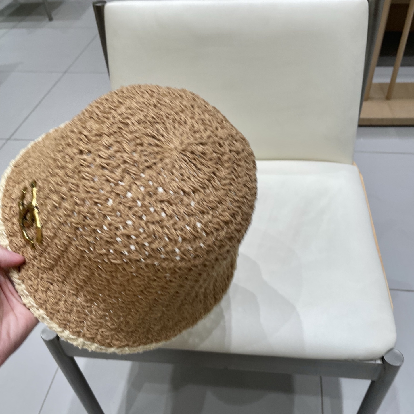 Chanel香奈儿大头围草编镂空渔夫帽女夏季防晒遮阳盆帽显脸小可折叠拼色水桶帽