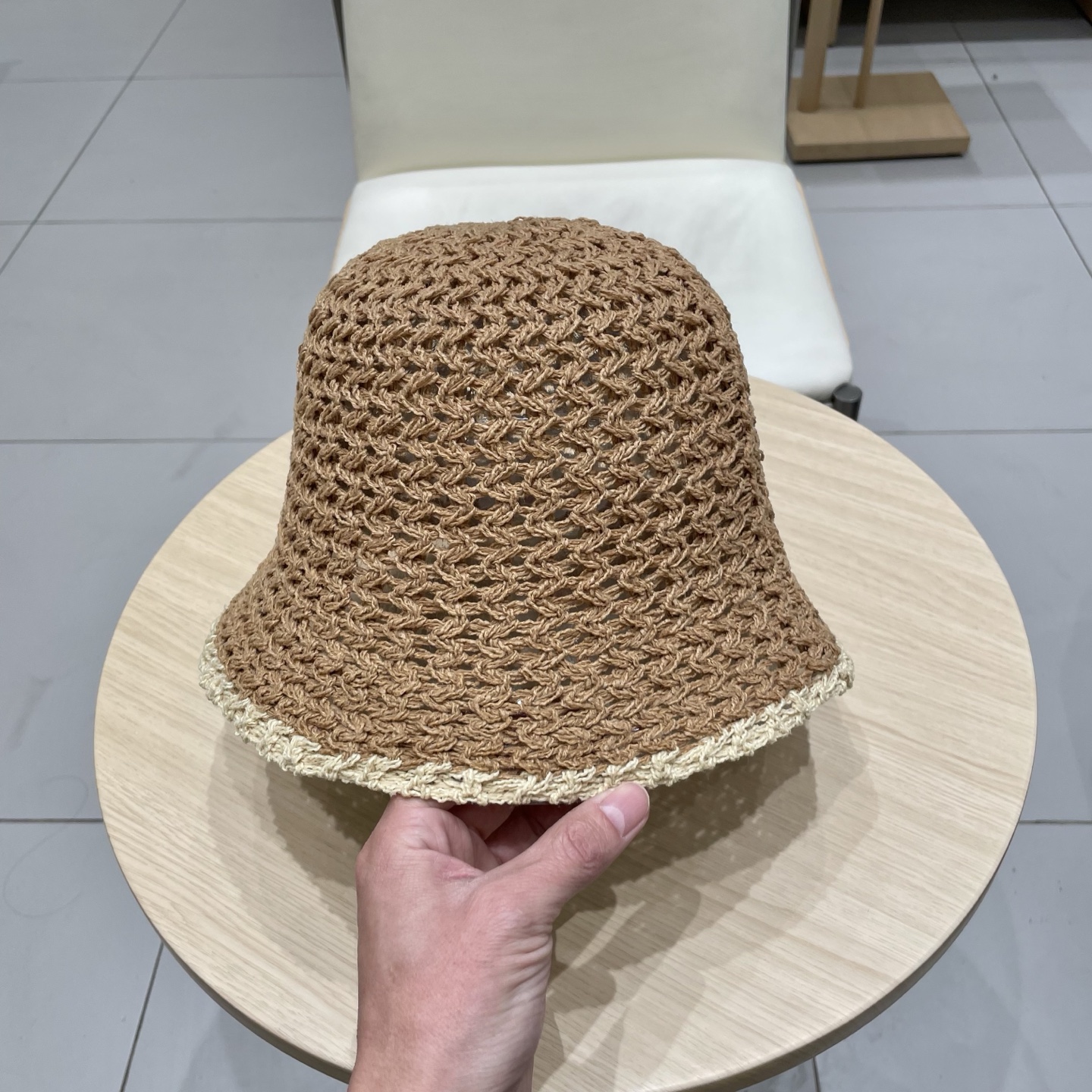 Chanel香奈儿大头围草编镂空渔夫帽女夏季防晒遮阳盆帽显脸小可折叠拼色水桶帽