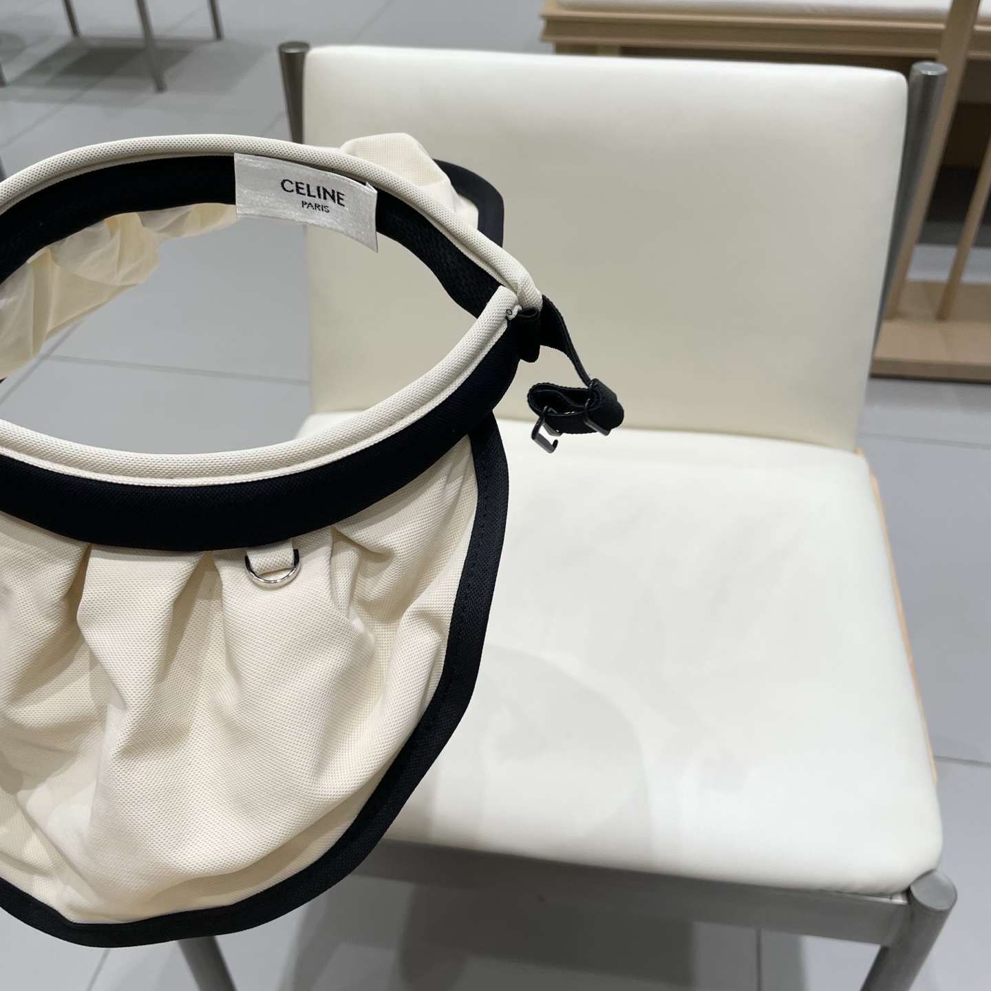 celine塞琳户外防晒帽夏季防晒贝壳帽大帽檐遮阳发箍帽空顶黑胶贝壳帽子