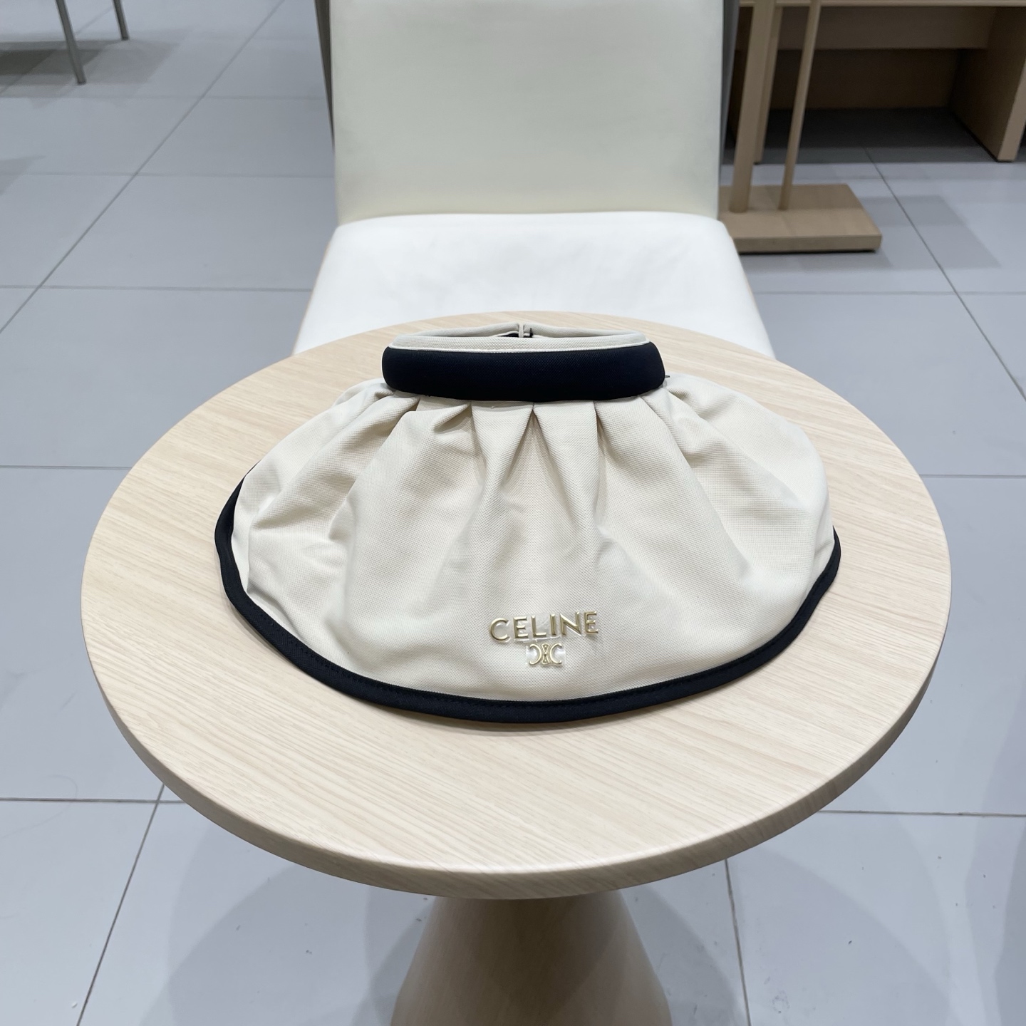 celine塞琳户外防晒帽夏季防晒贝壳帽大帽檐遮阳发箍帽空顶黑胶贝壳帽子