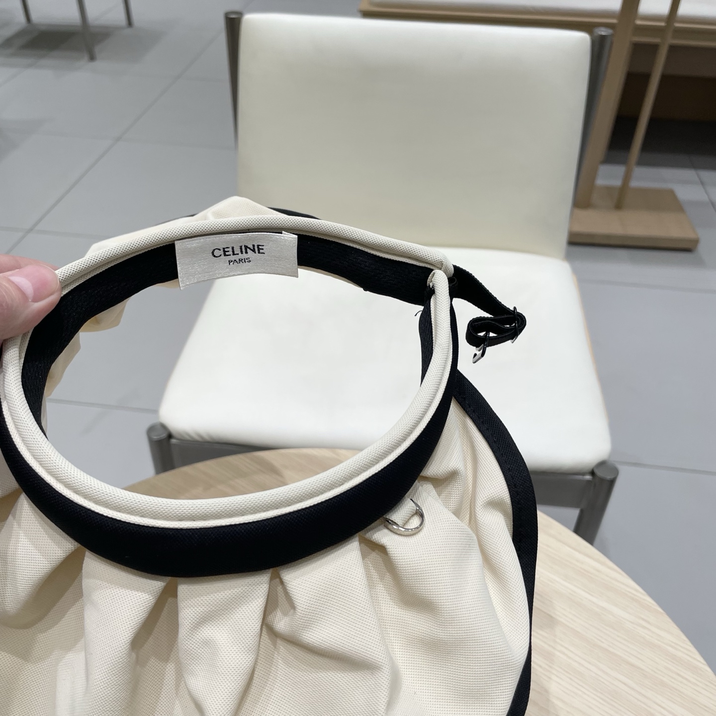 celine塞琳户外防晒帽夏季防晒贝壳帽大帽檐遮阳发箍帽空顶黑胶贝壳帽子