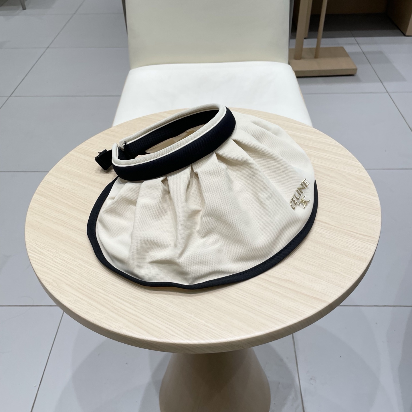 celine塞琳户外防晒帽夏季防晒贝壳帽大帽檐遮阳发箍帽空顶黑胶贝壳帽子