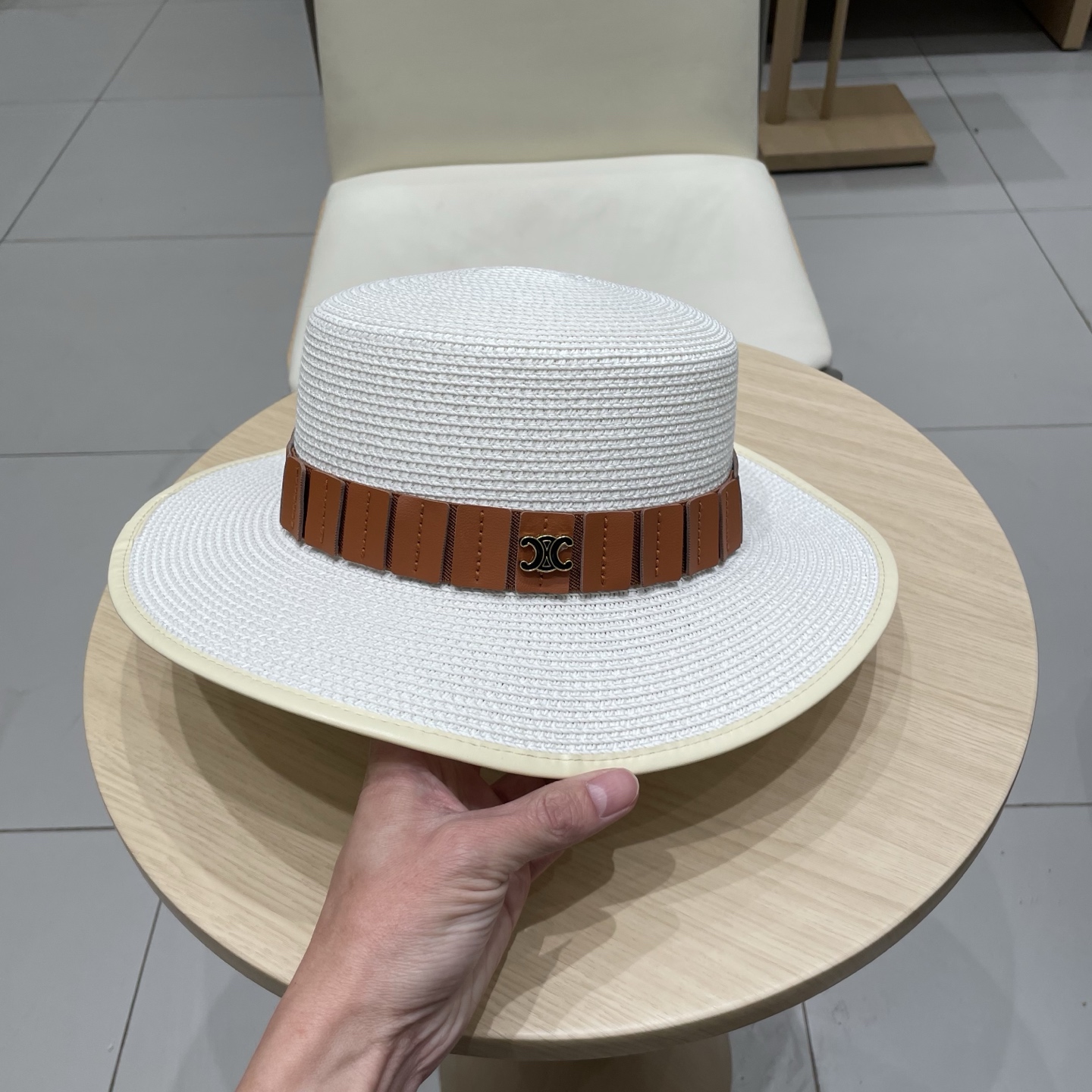 P137 Selincelien’s new straw hat, flat hat, 57 cm head - 图片 4