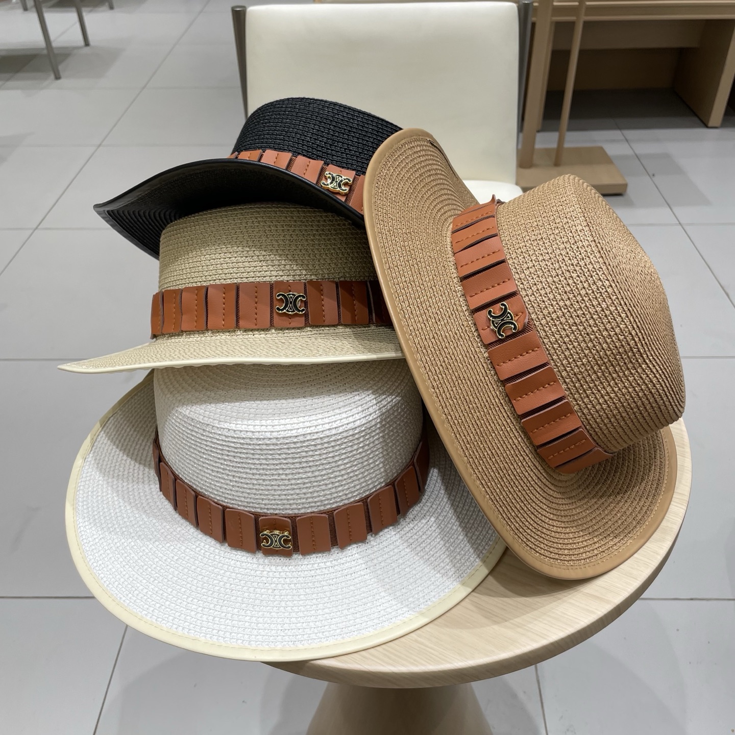 P137 Selincelien’s new straw hat, flat hat, 57 cm head - 图片 5