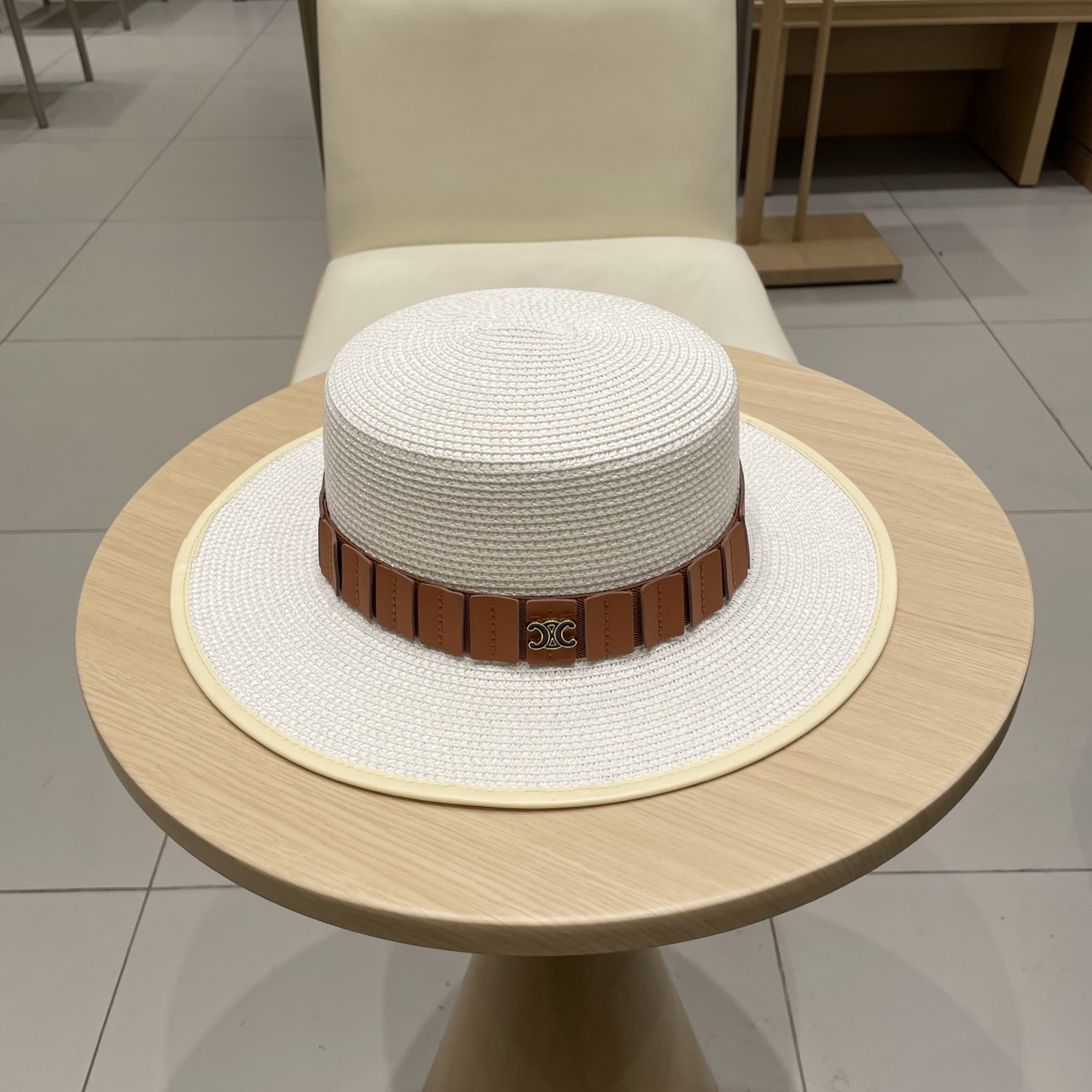 P137 Selincelien’s new straw hat, flat hat, 57 cm head - 图片 1