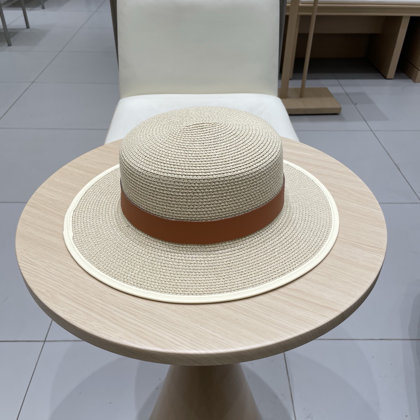 P137 Selincelien’s new straw hat, flat hat, 57 cm head - 图片 3