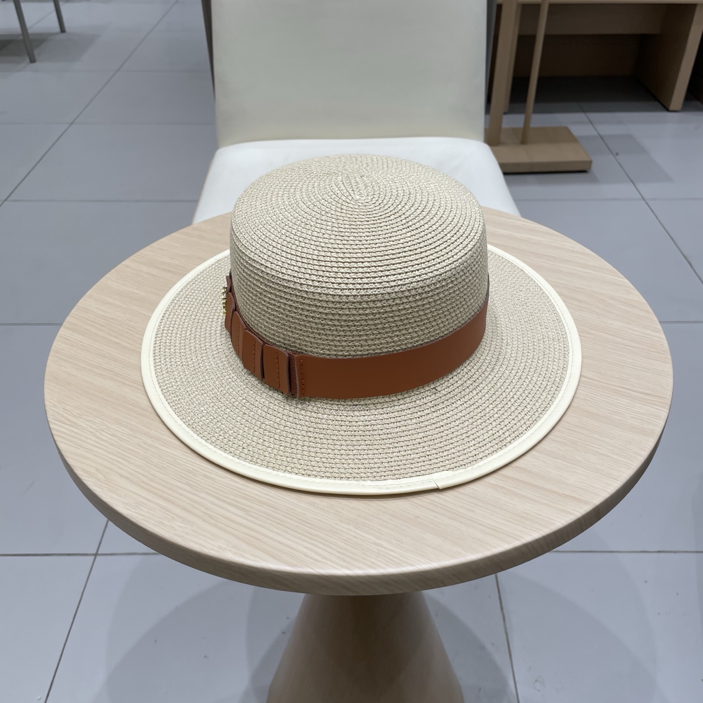 P137 Selincelien’s new straw hat, flat hat, 57 cm head - 图片 2