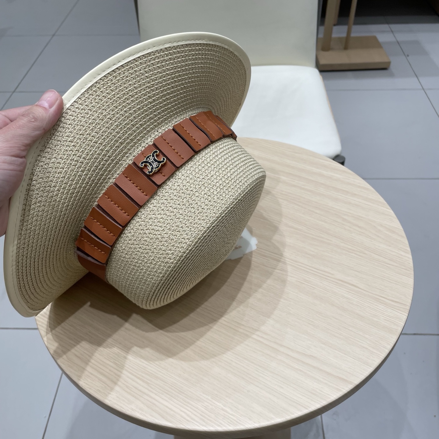 P137 Selincelien’s new straw hat, flat hat, 57 cm head - 图片 4