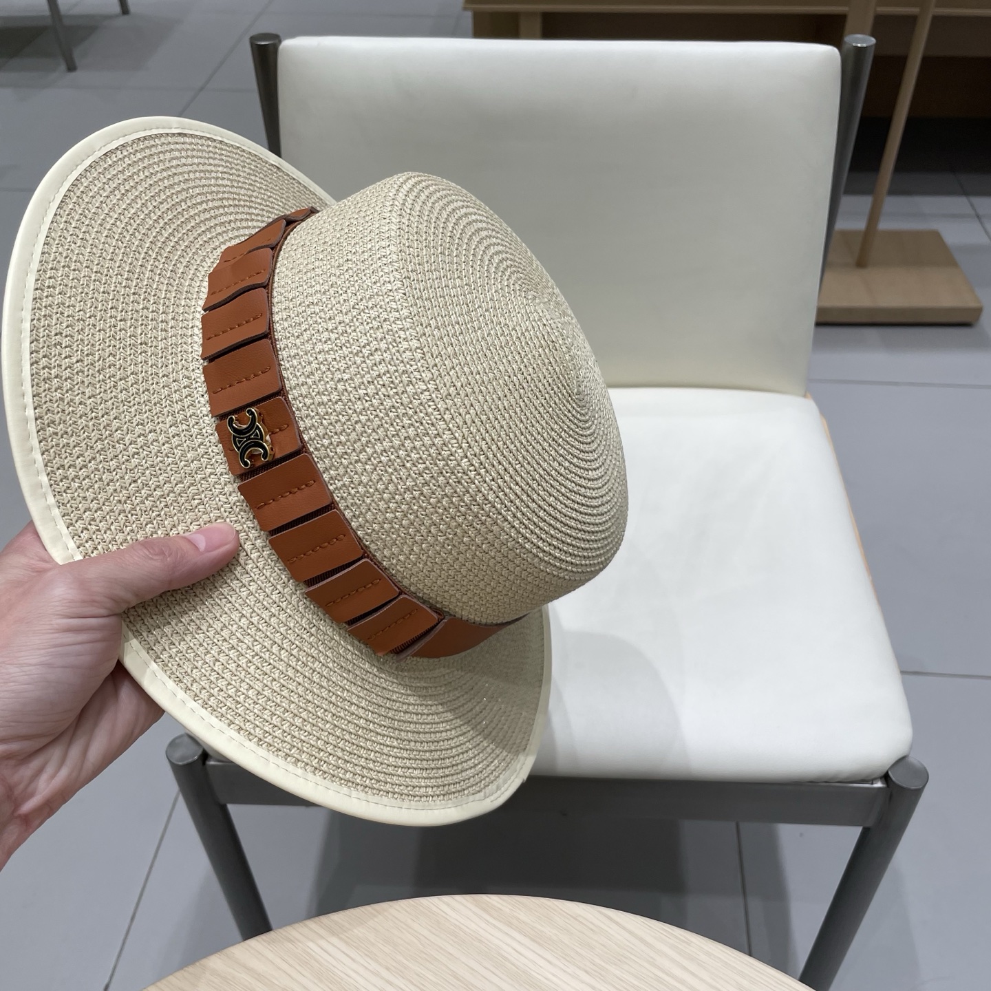 P137 Selincelien’s new straw hat, flat hat, 57 cm head - 图片 7