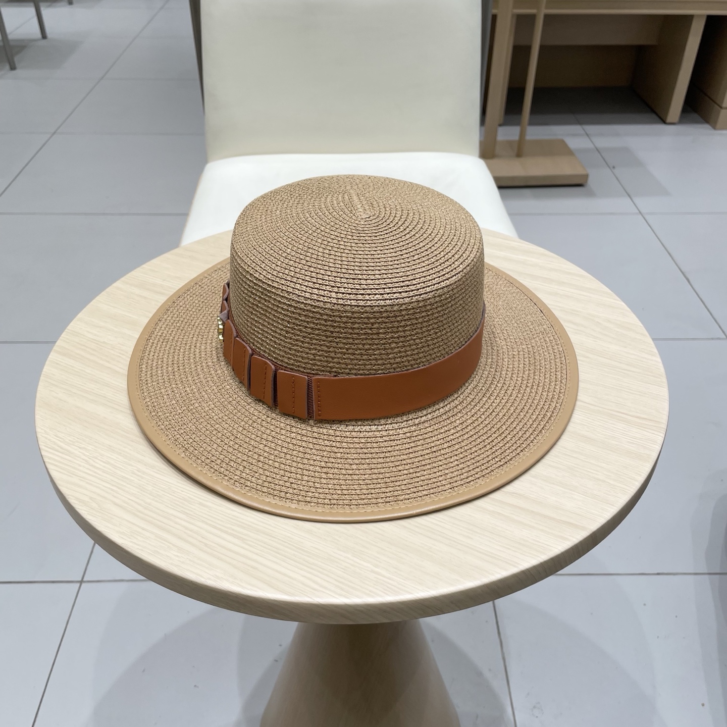 P137 Selincelien’s new straw hat, flat hat, 57 cm head - 图片 2