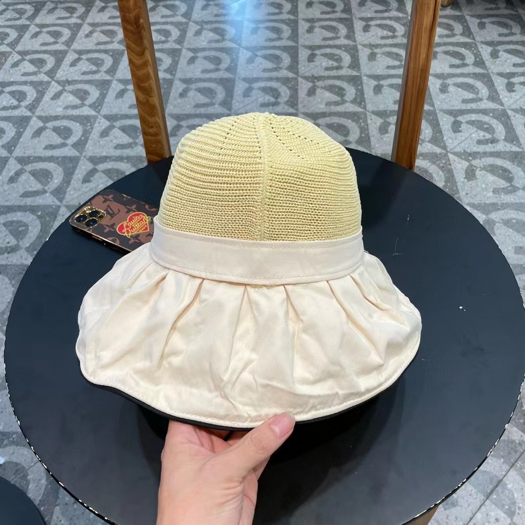 DIOR迪奥 字母彩胶防晒遮阳帽夏季旅游大沿防风太阳帽新