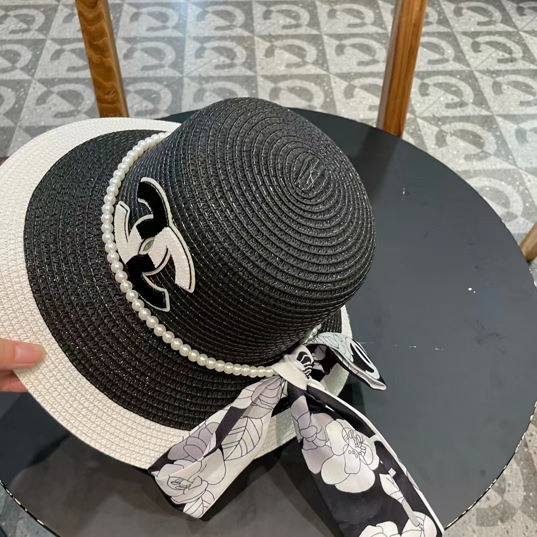 香奈儿CHANEL2026新款草帽山茶花丝带，名媛风，细节待上，夏季防晒防紫外线，出行必备，百搭好看
