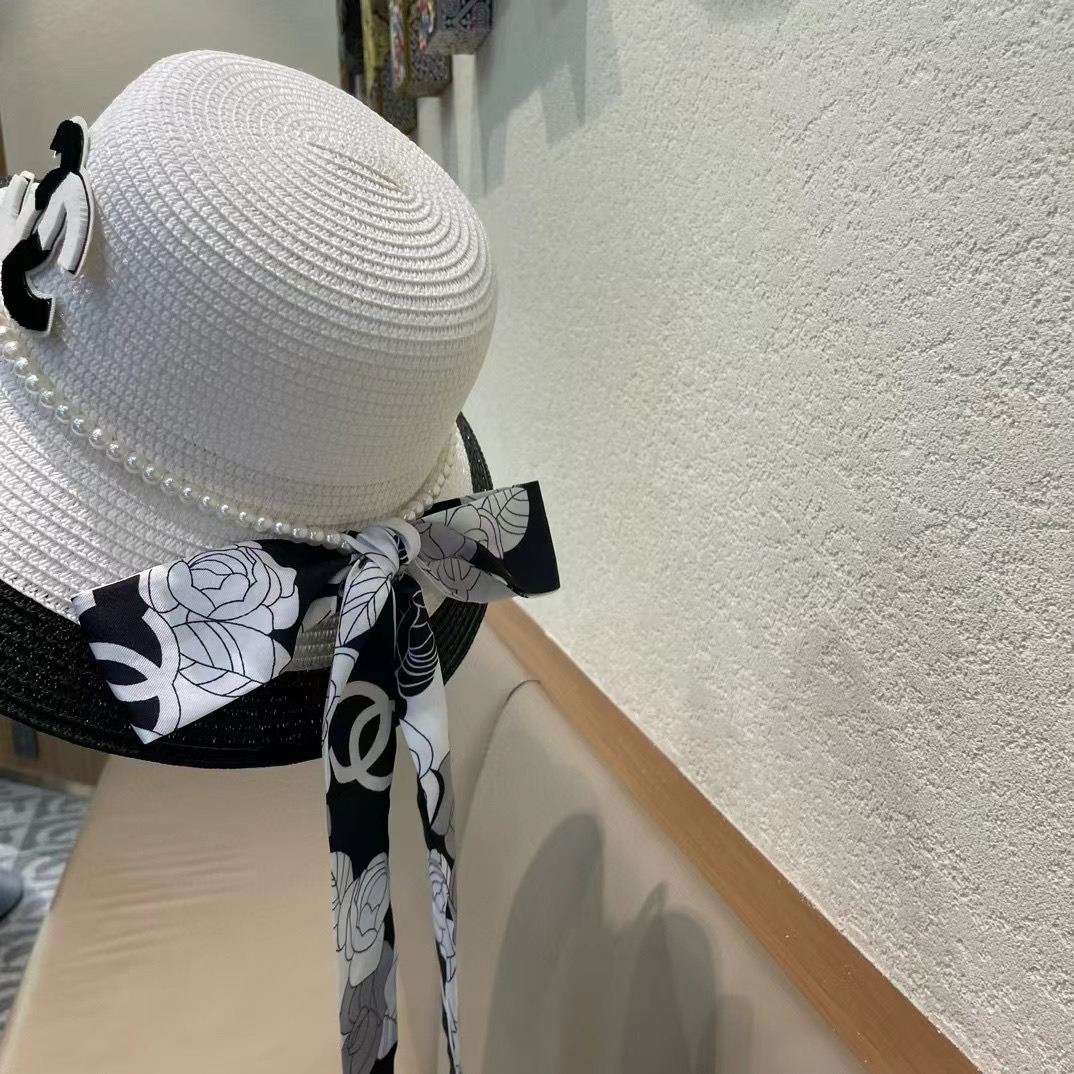 香奈儿CHANEL2026新款草帽山茶花丝带，名媛风，细节待上，夏季防晒防紫外线，出行必备，百搭好看