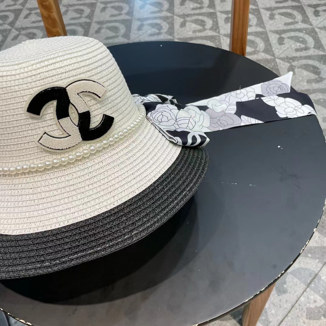 香奈儿CHANEL2026新款草帽山茶花丝带，名媛风，细节待上，夏季防晒防紫外线，出行必备，百搭好看