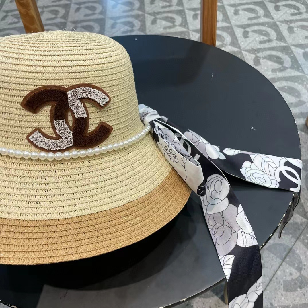 香奈儿CHANEL2026新款草帽山茶花丝带，名媛风，细节待上，夏季防晒防紫外线，出行必备，百搭好看