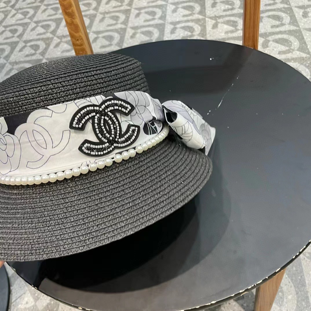 【CHANEL香奈儿】2026新款珍珠丝带款草编度假风盆帽草帽，大牌风～出街旅行单品