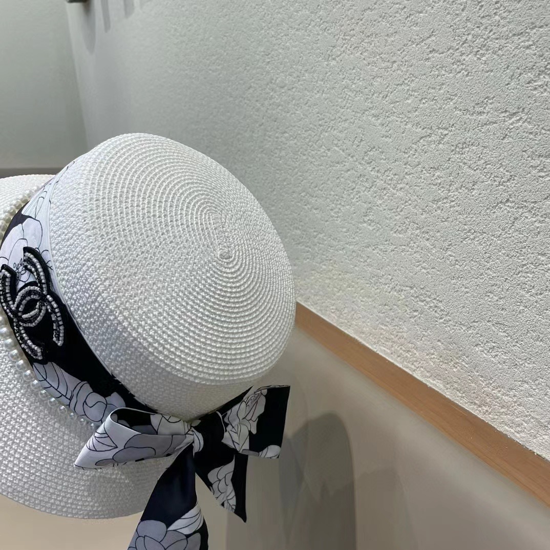 【CHANEL香奈儿】2026新款珍珠丝带款草编度假风盆帽草帽，大牌风～出街旅行单品