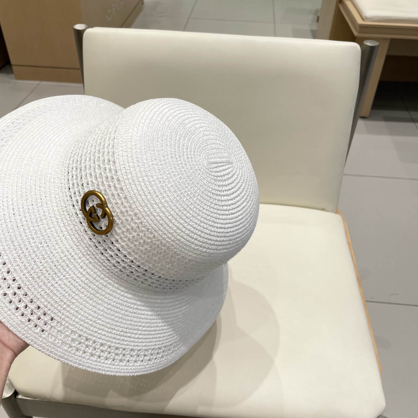  gucci古奇简约镂空水桶帽子女夏季防晒草帽撞色手编纹路渔夫帽百搭盆帽遮阳