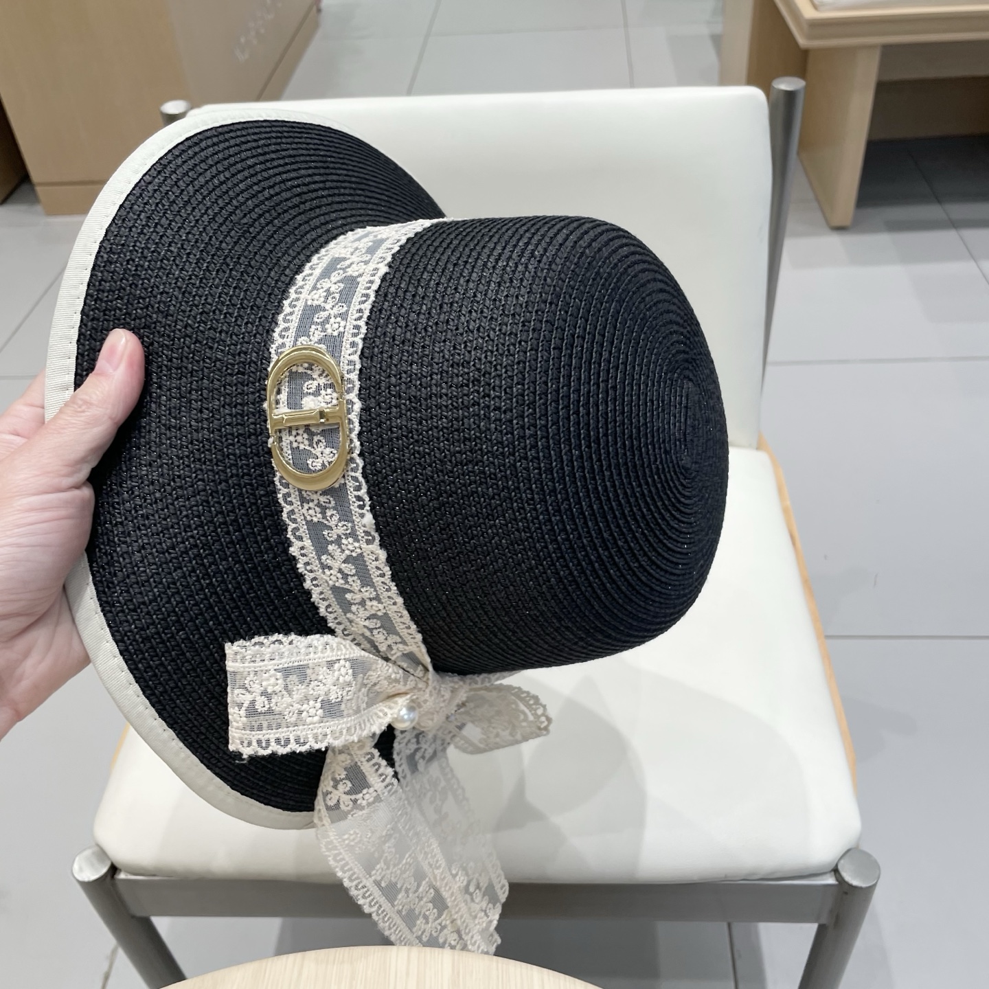 Dior迪奥新款盆帽，名媛风草帽，头围57cm