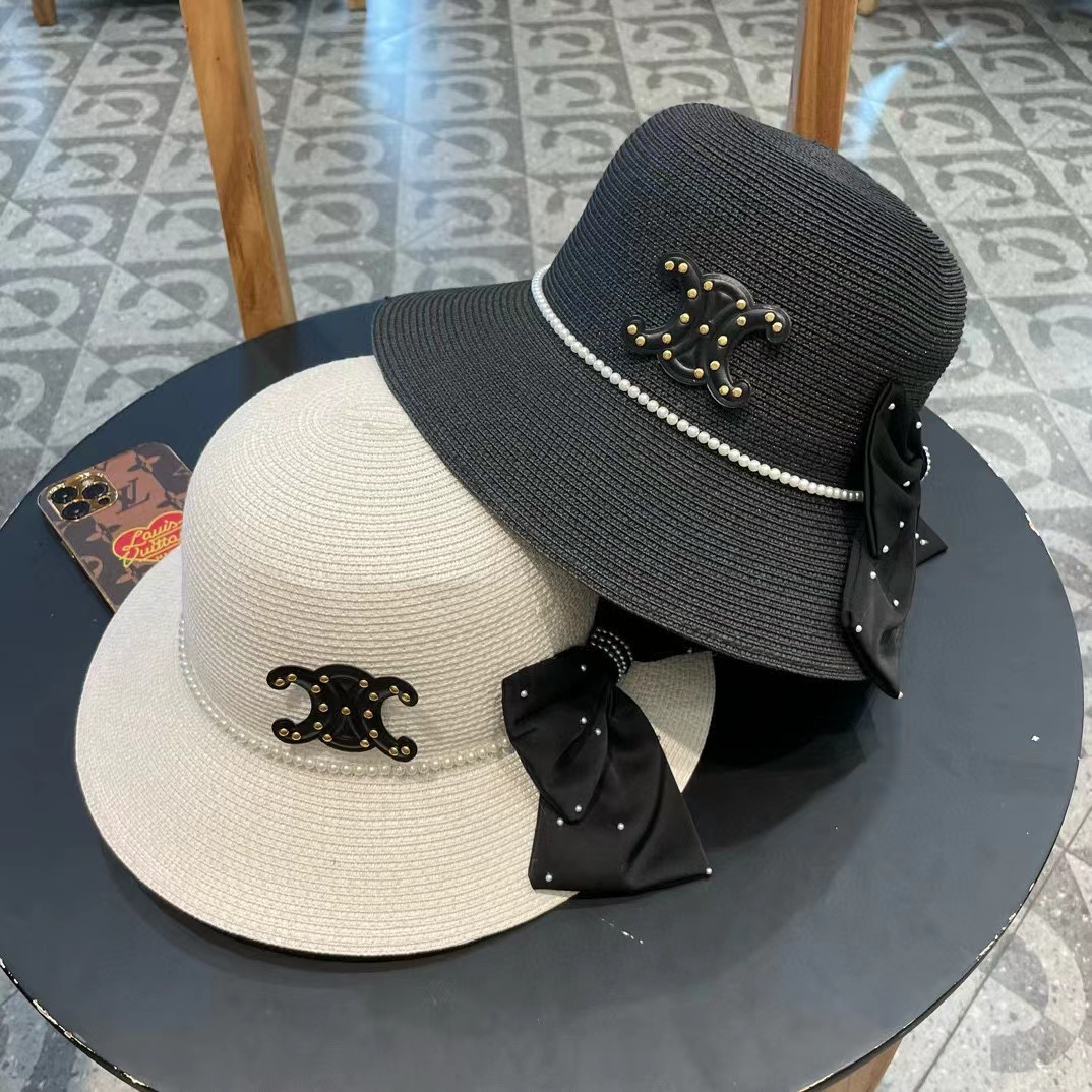 P116 Célinen’s new straw hat, round top hat, 57 cm neck - 图片 5