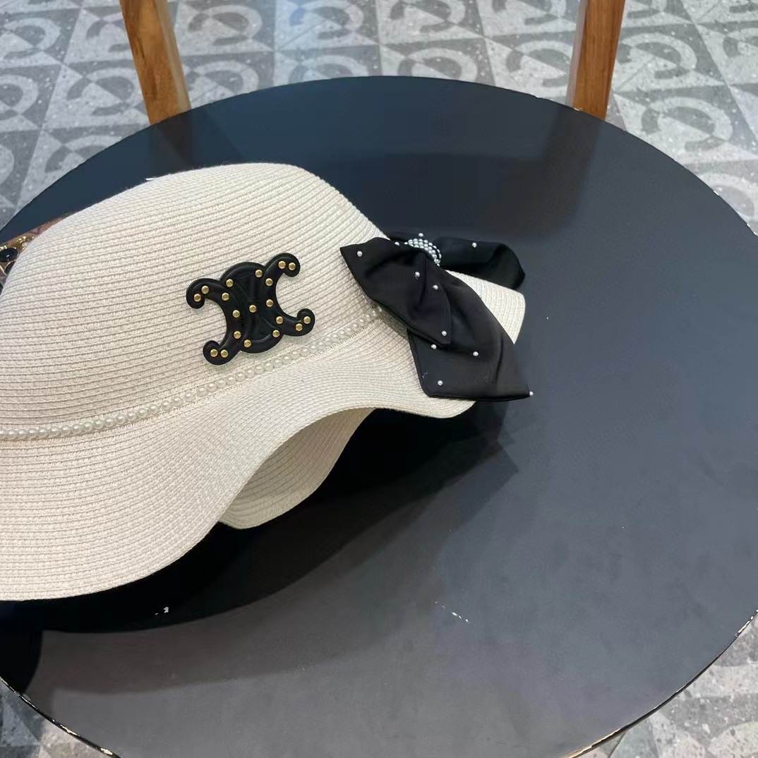 P116 Célinen’s new straw hat, round top hat, 57 cm neck - 图片 9