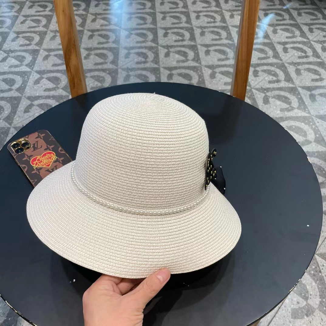 P116 Célinen’s new straw hat, round top hat, 57 cm neck - 图片 6