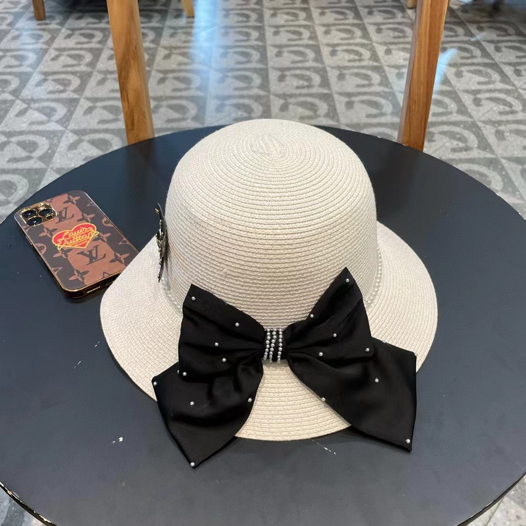 P116 Célinen’s new straw hat, round top hat, 57 cm neck - 图片 1