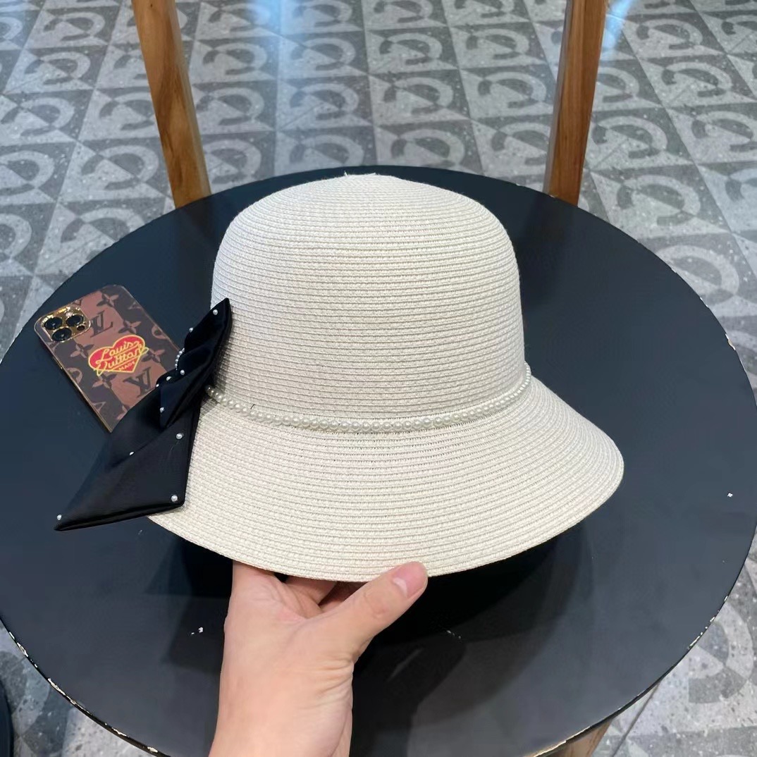 P116 Célinen’s new straw hat, round top hat, 57 cm neck - 图片 2