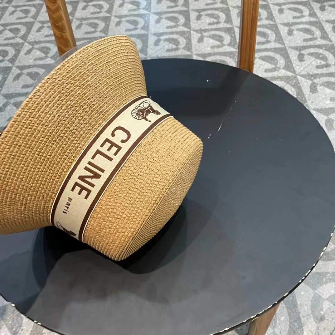 P126 Selincelien’s new straw hat, flat bucket hat, 57 cm head - 图片 4