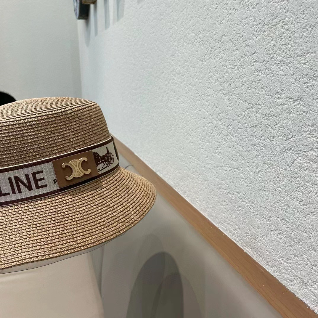 P126 Selincelien’s new straw hat, flat bucket hat, 57 cm head - 图片 8
