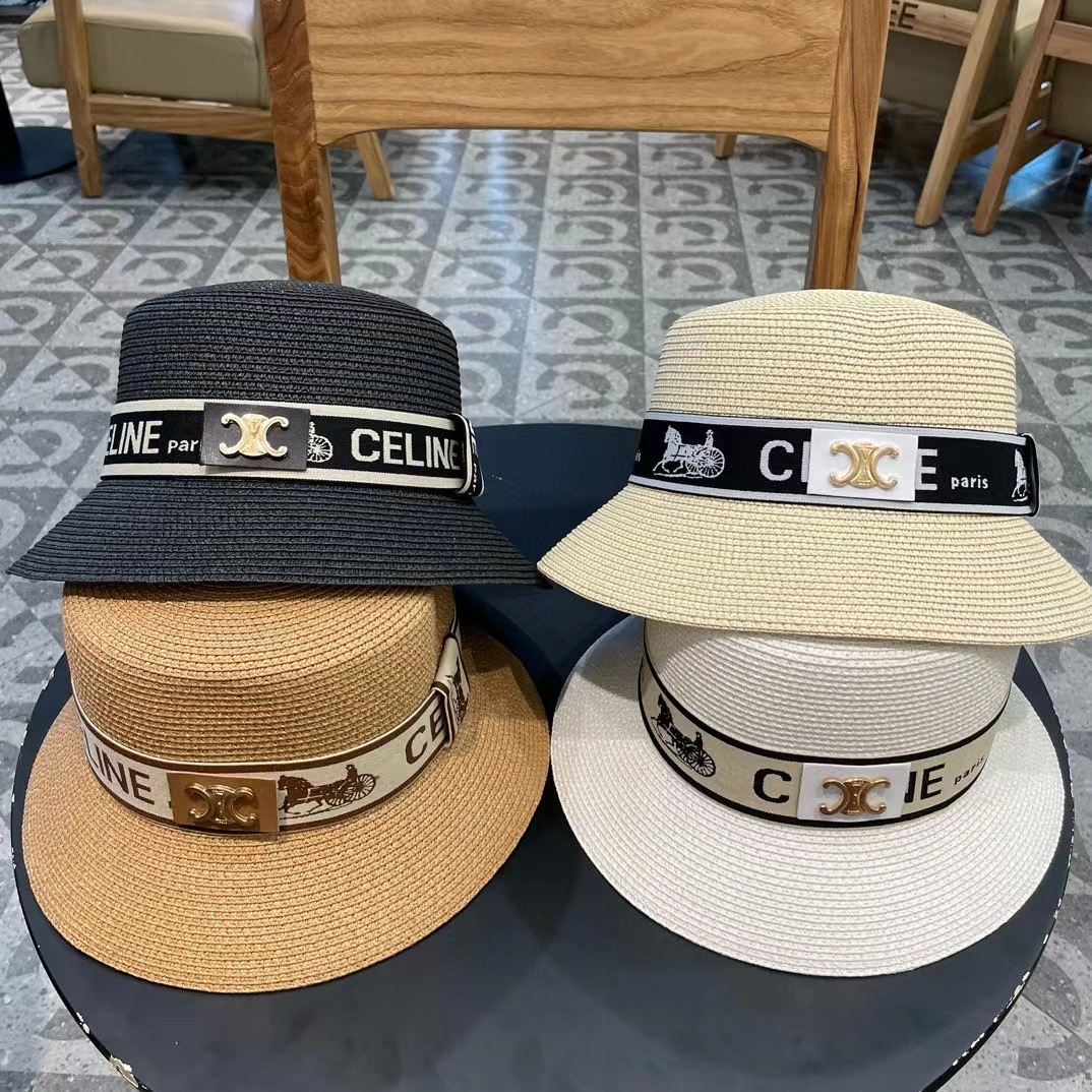 P126 Selincelien’s new straw hat, flat bucket hat, 57 cm head - 图片 5