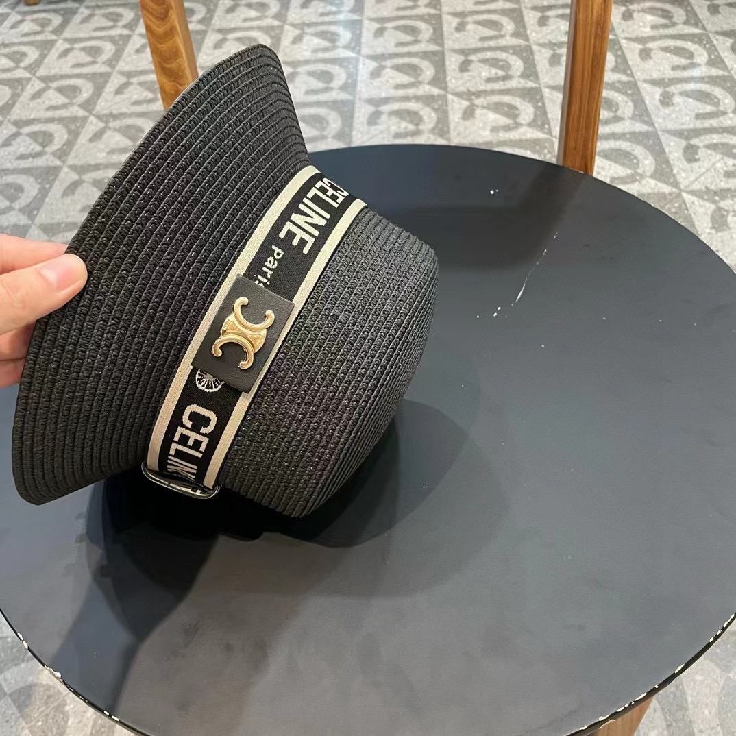 P126 Selincelien’s new straw hat, flat bucket hat, 57 cm head - 图片 2