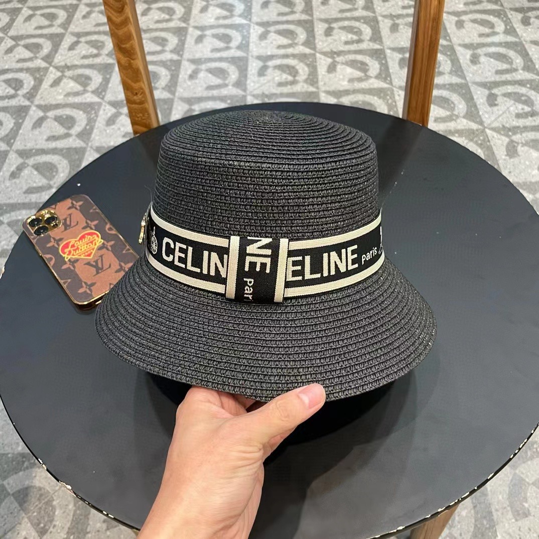 P126 Selincelien’s new straw hat, flat bucket hat, 57 cm head - 图片 3