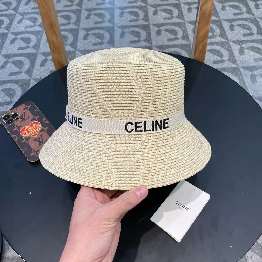 P126 Selincelien’s new straw hat, flat bucket hat, 57 cm head - 图片 3