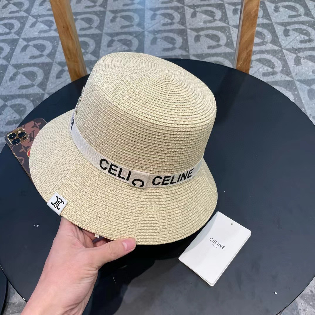 P126 Selincelien’s new straw hat, flat bucket hat, 57 cm head - 图片 2